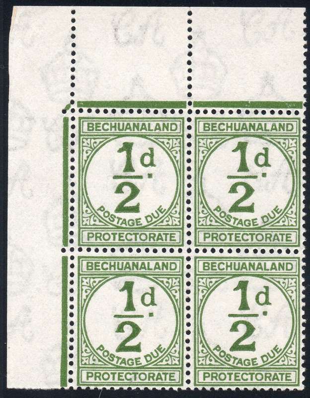 Bechuanaland Protectorate  SACC4 ½d SAGE GREEN BO4 UM CV R680+