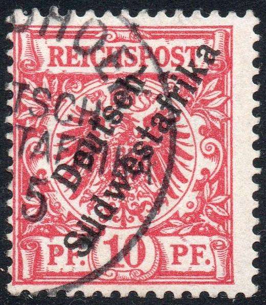 GERMAN SWA 1898 SACC9b 10Pfg DARK PINKISH RED - VFU WITH CERTIFICATE - CV R6500