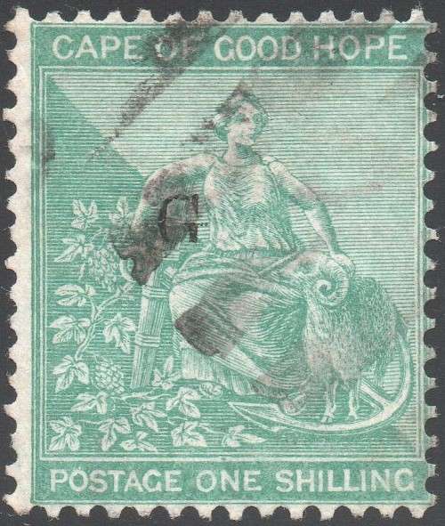 Griqualand West SACC23 1/- GREEN - VFU with o/p type 17