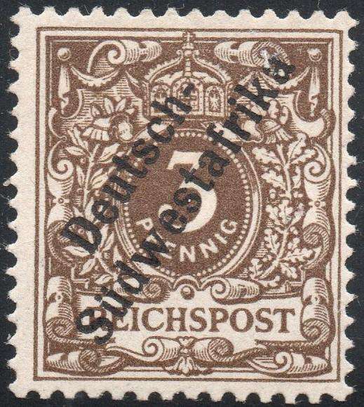 GERMAN SWA 1898 SACC7 3Pfg DARK OCHRE-BROWN - LMM - CV R110