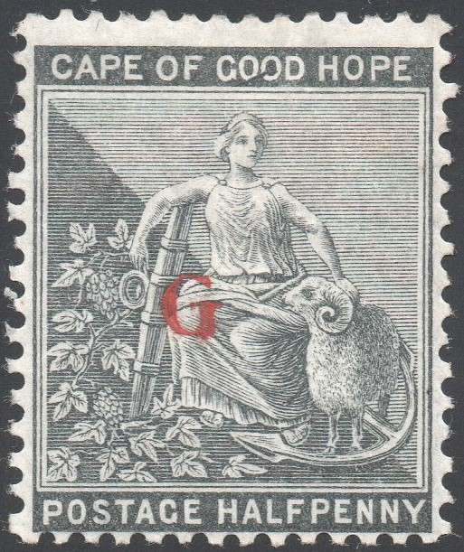 Griqualand West SG14 ½d Grey-Black with o/p type 15 in red