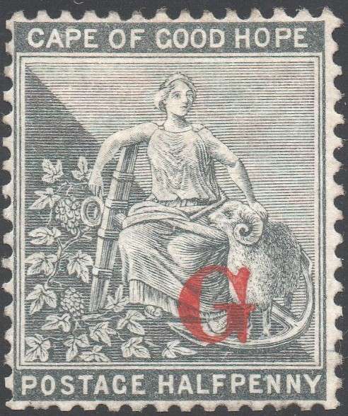 GRIQUALAND WEST 1877-8 SACC4c ½d GREYISH-BLACK, O/P TYPE3  IN RED - VERY FINE UNUSED - CV R1300
