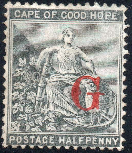 GRIQUALAND WEST 1877-8 SACC4b ½d GREYISH-BLACK, O/P TYPE2  IN RED - MM - CV R2500