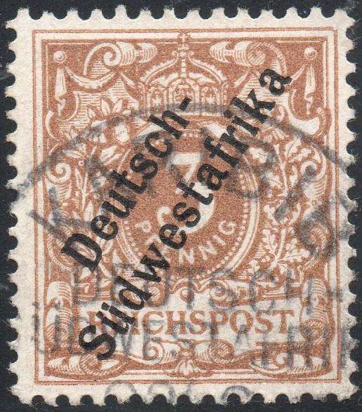 GERMAN SWA 1898 SACC7b 3Pfg BRIGHT BROWN-OCHRE - VFU - CV R4500