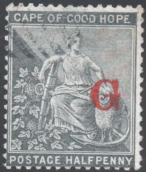 Griqualand West : 1877 SG4c/SACC4c 1/2d Grey-Black Mint/Unused with o/p type 3 in red VFU -SEE SCANS