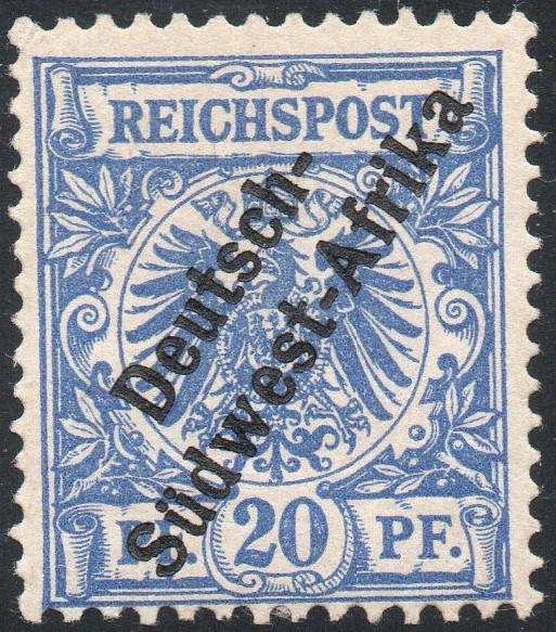 GERMAN SWA 1897 SACC4 20Pfg ULTRAMARINE - MM - CV R110