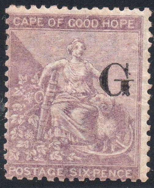 GRIQUALAND WEST 1878 SG13b 2nd PRINTING 6d DEEP LILAC, O/P TYPE7  IN BLACK - MM CV £450+(2017)