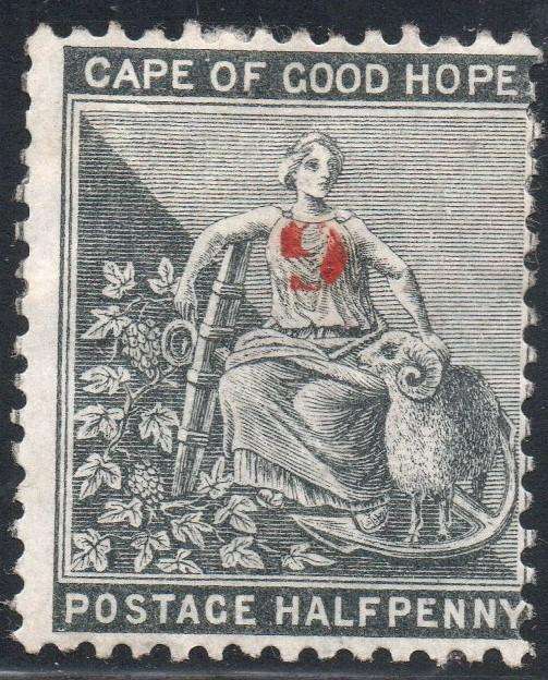 Griqualand West SG14a ½d Grey-Black with inverted o/p type 15 - MNG