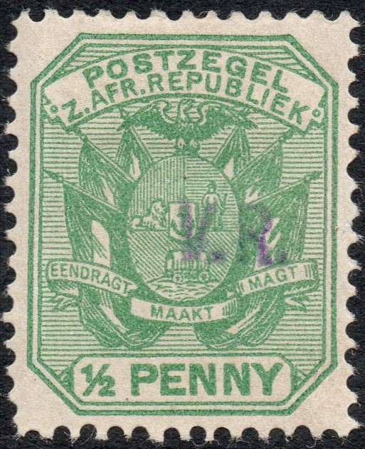 TRANSVAAL(RUSTENBURG) 1900 SG1 ½d GREEN O/P ''V.R.'' IN VIOLET - MM - CV £200(2017)