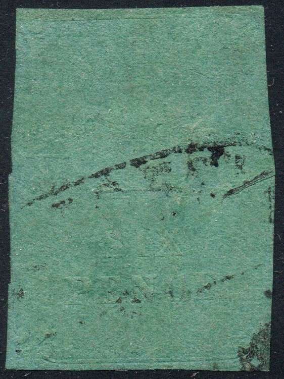 NATAL 1857-61 SACC5 : 6d EMBOSSED ON GREEN PAPER - GOOD USED - CV R45000
