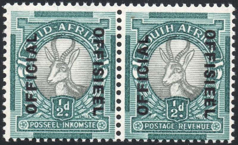 UNION OF SA - SACC37 ½d BLACK and GREEN(OFFSET) OFFICIAL - MM -CV R800