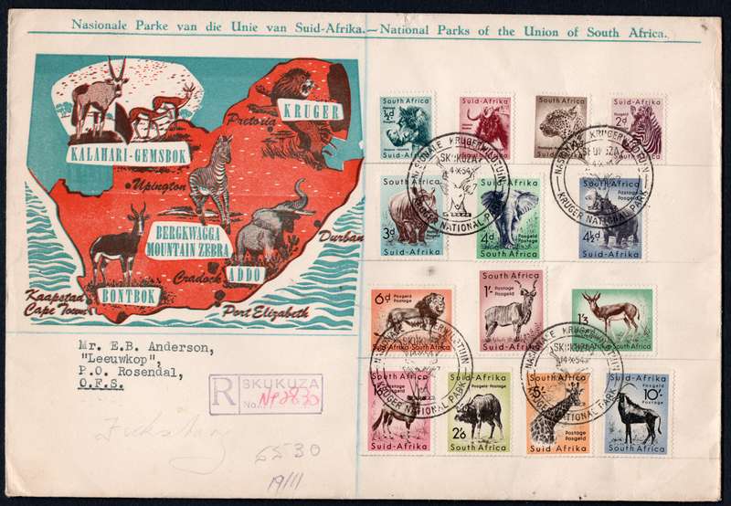 UNION OF SOUTH AFRICA 1954 (14 OCTOBER) SACC150-63 SET ON FDC(SKUKUZA d.s.) - SEE SCANS