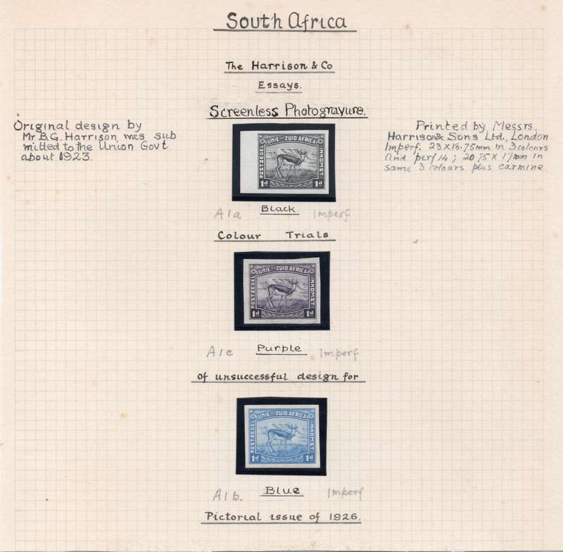 Union of SA - HARRISON ESSAYS - LARGE FORMAT PROOFS ON ALBUM PAGE - SEE BELOW