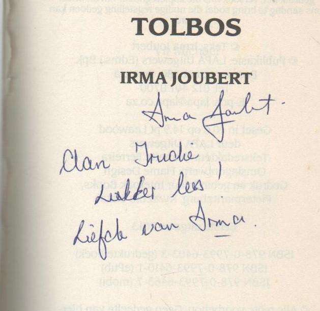 TOLBOS - IRMA JOUBERT (1 STE UITGAWE 2013) GETEKEN