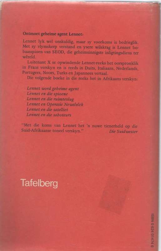 LUITENANT X LENNET EN DIE GEHEIMSINNIGE MENEER T (1 STE UITGAWE 1980)