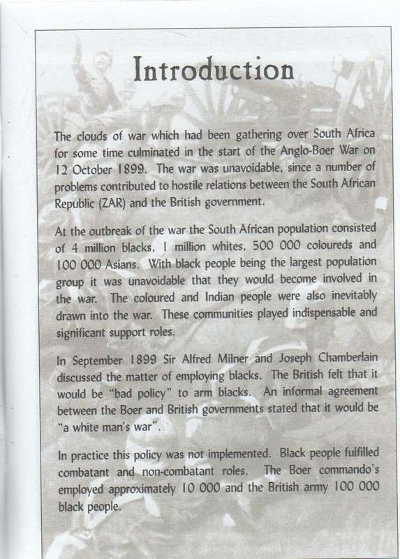NOT ONLY A WHITE MAN'S WAR , COMPILED BY ELAINE PIETERS 1999, VOORTREKKER MUSEUM- ANGLO-BOER WAR