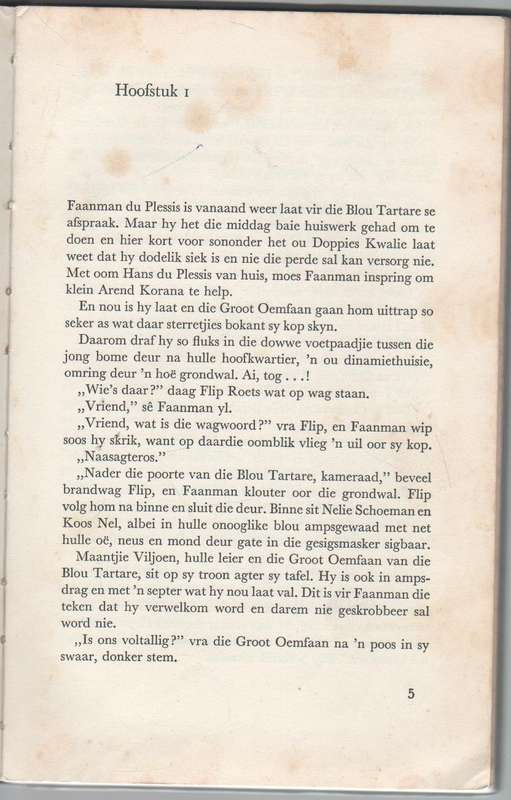 DIE SPOOKLIG, DIE BLOU TARTARE 3 - H S VAN BLERK (1 STE UITGAWE 1968)