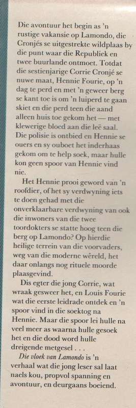 DIE VLOEK VAN LAMONDO - ANDRIES CORNELIUS (RADIO JEUGVERHAAL - 1 STE DRUK 1987)