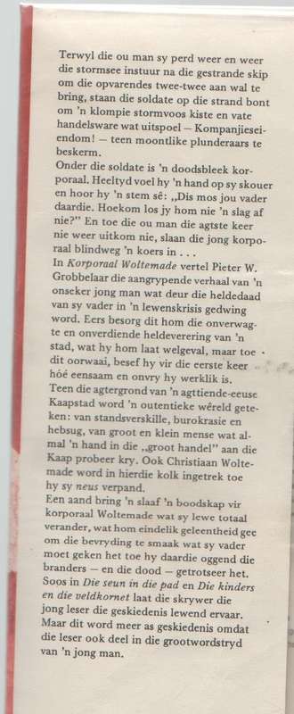 KORPORAAL WOLTEMADE - PIETER W GROBBELAAR (1 STE UITGAWE 1978) JEUG
