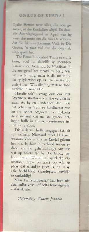 ONRUS OP RUSDAL - KARL KIELBLOCK (2 DE DRUK 1965)