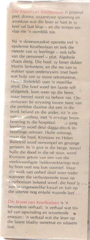 DIE KROON VAN KEURBOSLAAN - THEUNIS KROGH ( NUWE REEKS NO 4 - 1 STE UITGAWE 1973)