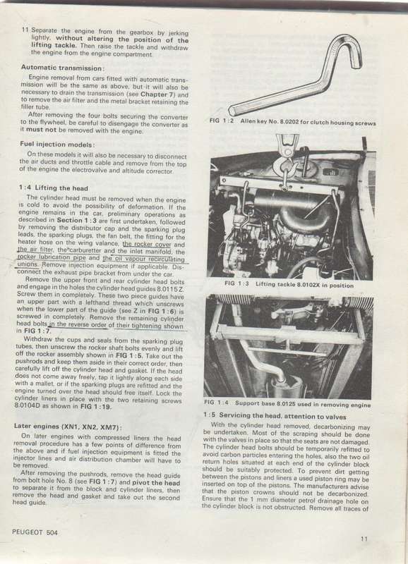 AUTO BOOKS PEUGEOT 504 SL, GL, L FI 1796cc, 1971cc (1968 - 79) OWNERS WORKSHOP MANUAL  OWM783 (1979)