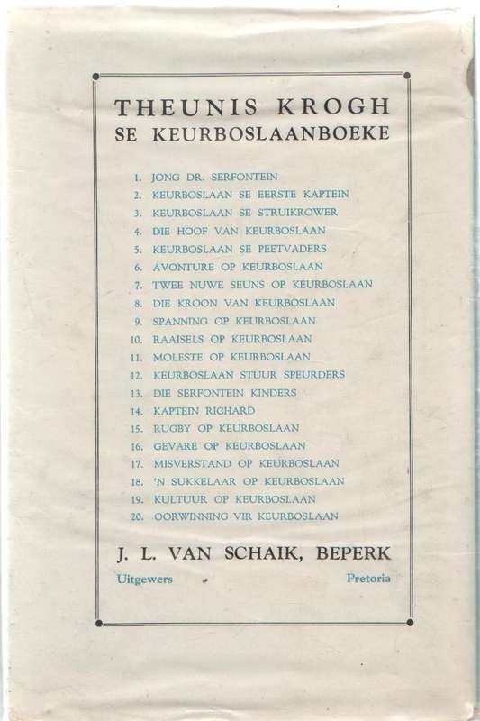 KULTUUR OP KEURBOSLAAN , NO 19 - THEUNIS KROGH ( 1961)