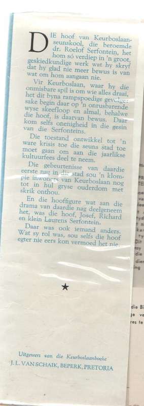 KULTUUR OP KEURBOSLAAN , NO 19 - THEUNIS KROGH ( 1961)