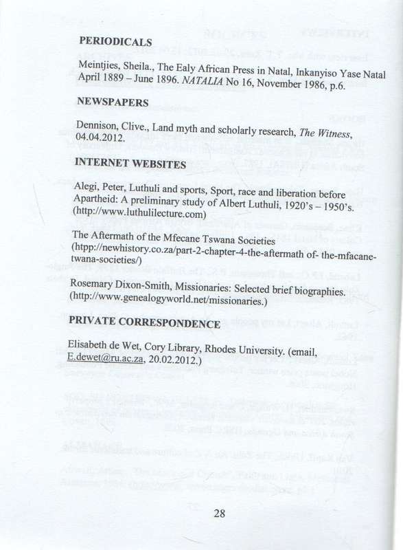 CHIEF ALBERT LUTHULI AND THE AMAKHOLWA COMMUNITY OF BLAAUWBOSCH - LOUIS J EKSTEEN 2012 NEWCASTLE