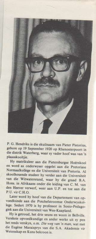 ROEP VAN DIE TSETLO - P G HENDRIKS (1983)