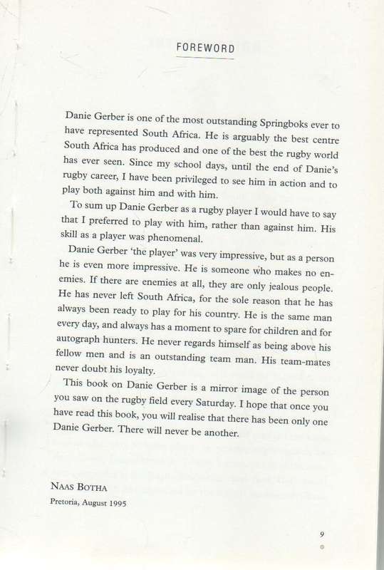 DANIE GERBER MAESTRO OF THE MIDFIELD  - CHRIS SCHOEMAN (1 ST PUBLISHED 1995)