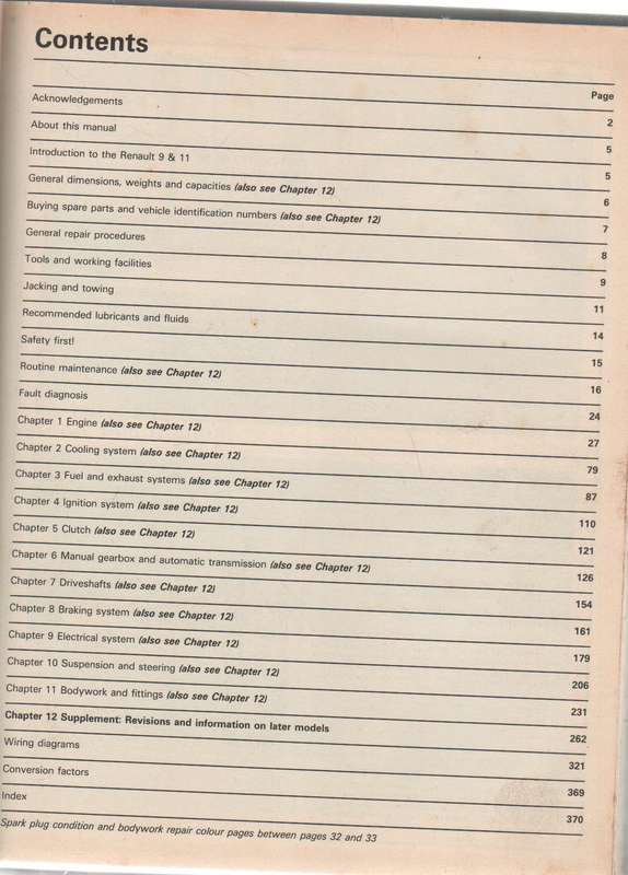 RENAULT 9 & 11 PETROL 1982 TO 1989, 1108cc, 1237cc, 1397cc, 1721cc- OWNERS WORKSHOP MANUAL (HAYNES )