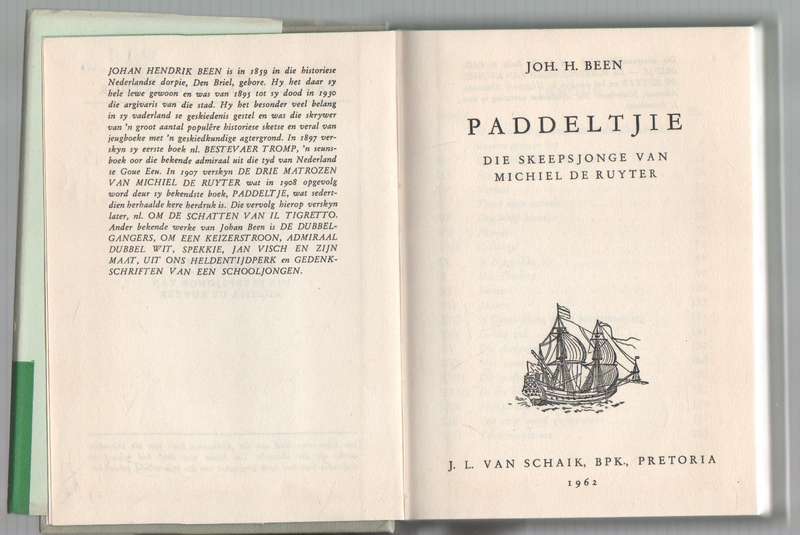 PADDELTJIE, DIE SKEEPSJONGE VAN MICHIEL DE RUYTER - JOH H BEEN (1962 - LIBRI REEKS)