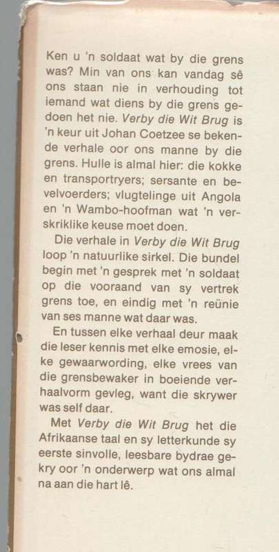 VERBY DIE WIT BRUG - JOHAN COETZEE ( KORTVERHALE OOR DIE GRENS - 1982)