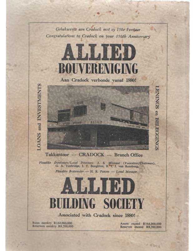 CRADOCK 1814 - 1964  - ANDERHALFEEUFEESBROSJURE / 150 TH ANNIVERSARY BROCHURE (SPONSERED BY MUNICIP)