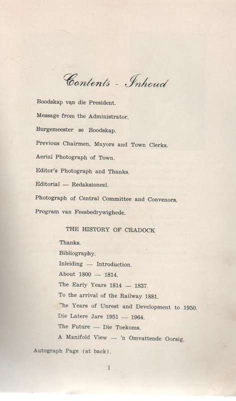 CRADOCK 1814 - 1964  - ANDERHALFEEUFEESBROSJURE / 150 TH ANNIVERSARY BROCHURE (SPONSERED BY MUNICIP)