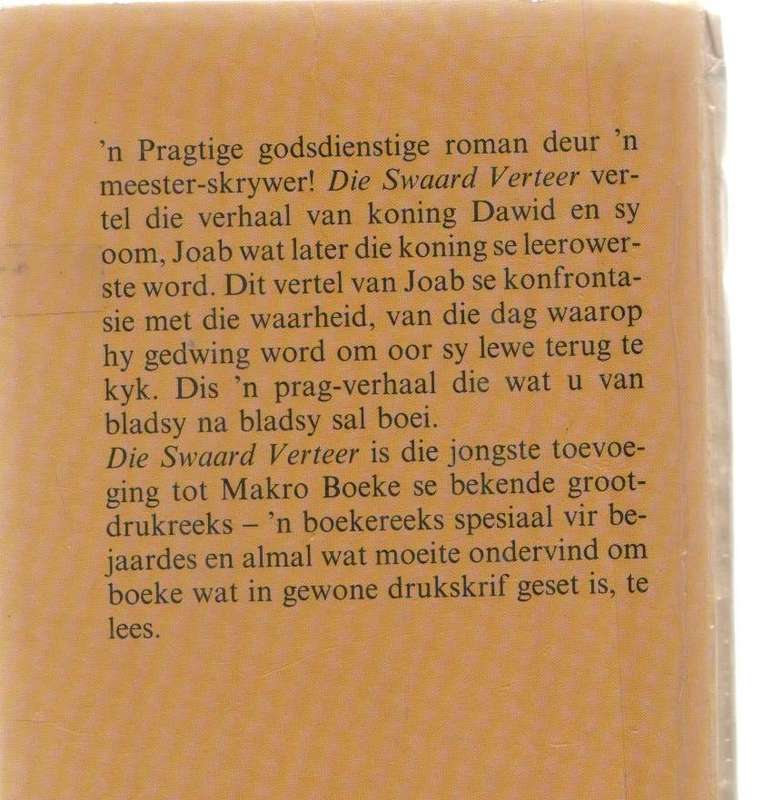 DIE SWAARD VERTEER - KARL KIELBLOCK (GROOTDRUK - 1987)