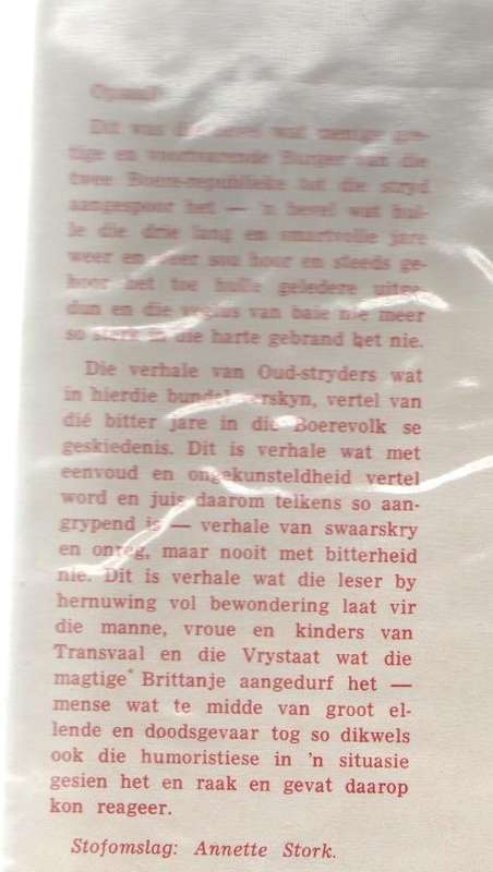 OPSAAL, HERINNERINGE AAN DIE TWEEDE VRYHEIDSOORLOG - W H ACKERMANN (1969)
