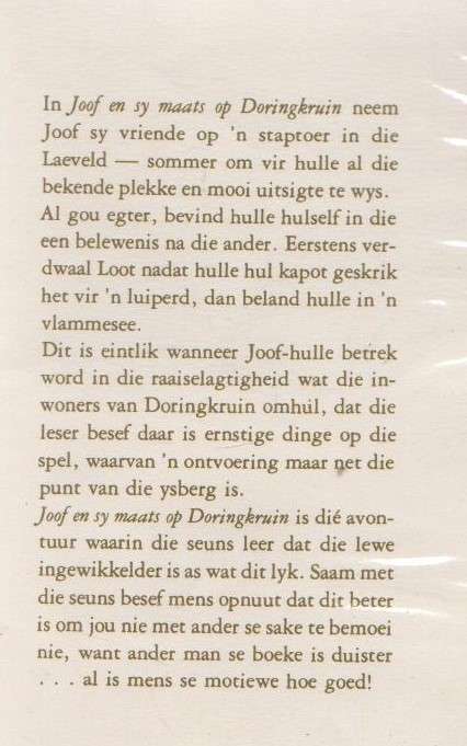 JOOF EN SY MAATS OP DORINGKRUIN - COR DIRKS (1984)