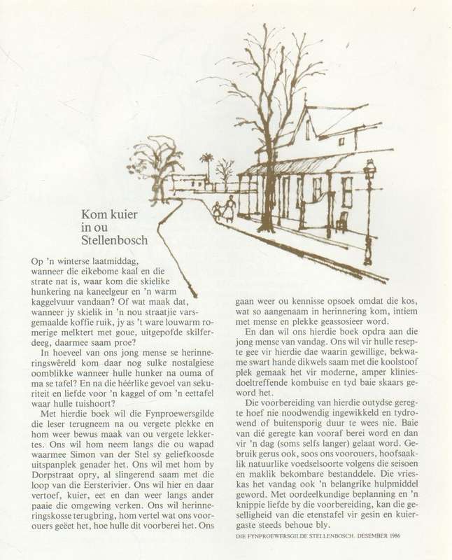 OM DIE TAFEL IN OU STELLENBOSCH - DIE FYNPROEWERSGILDE STELLENBOSCH (1 STE UITG 1987)
