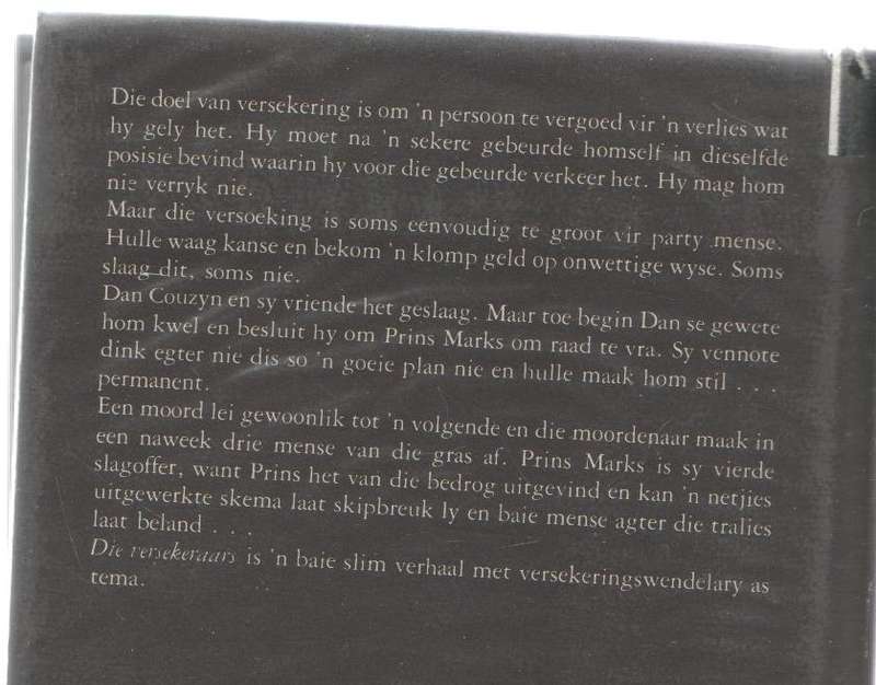 DIE VERSEKERAARS - JAN SCHUTTE (1 STE UITGAWE 1985 - KLUB 707)