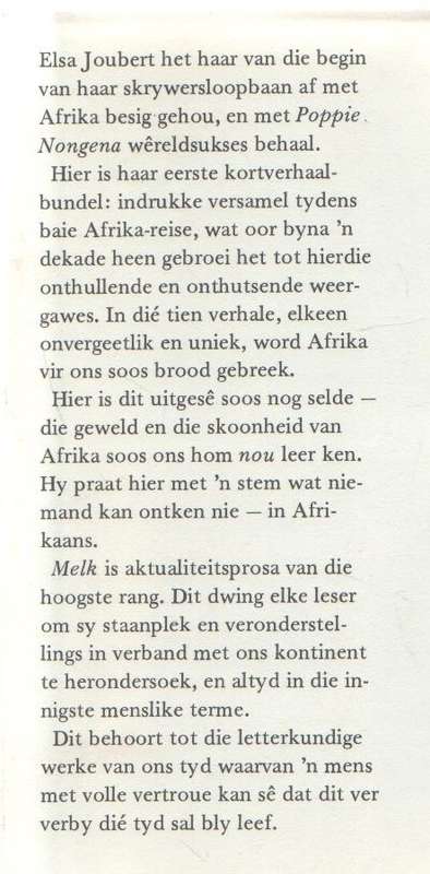 MELK - ELSA JOUBERT (1 STE UITGAWE 1980)