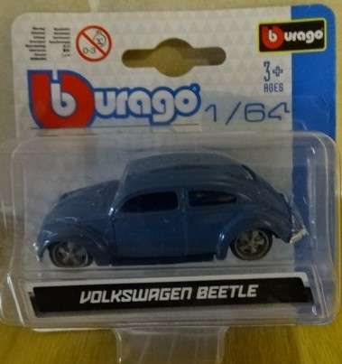 BbURAGO ITALIAN DESIGN (1/64) BLUE VOLKSWAGEN BEETLE