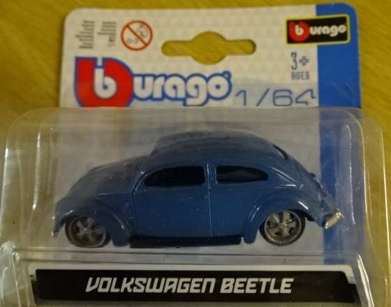 BbURAGO ITALIAN DESIGN (1/64) BLUE VOLKSWAGEN BEETLE