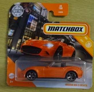 MATCHBOX ORANGE MAZDA MX-5 MIATA , SIZE 35/100 (MATTEL)