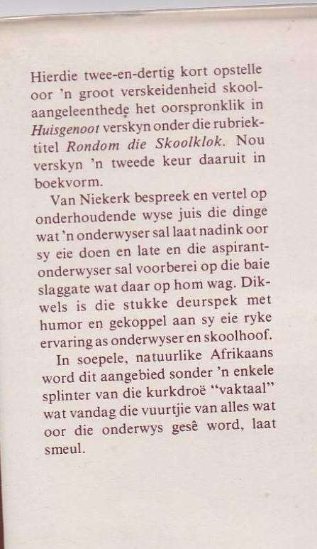 AS DIE SKOOLKLOK LUI - A A J VAN NIEKERK (1 STE DRUK 1981)