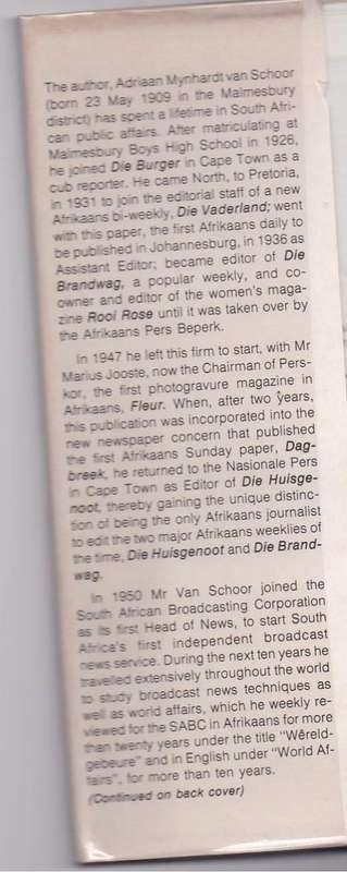 NOTES FROM MY DIARY  - A M VAN SCHOOR (1979)