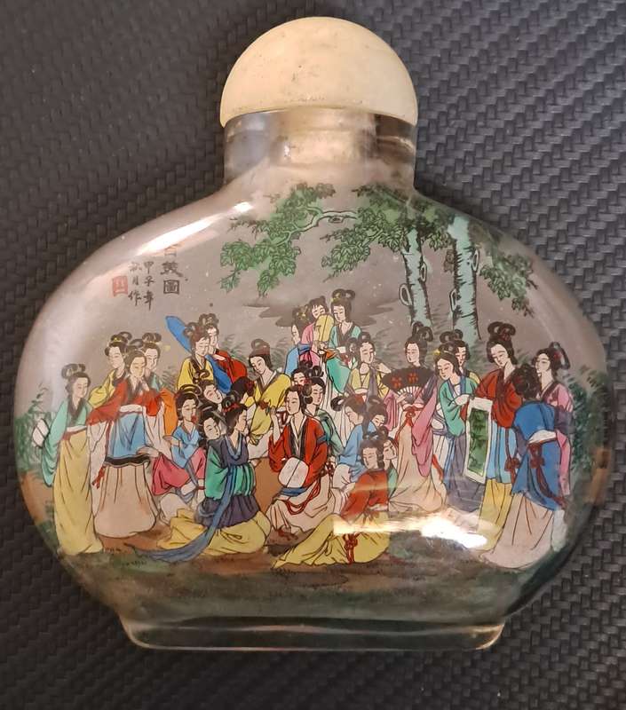 Oriental Painted bottle (Painted on the inside)