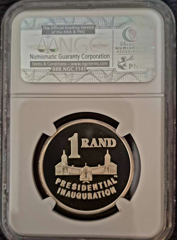 Silver 1994 Inauguration PF69 Ultra Cameo 1 Rand coin
