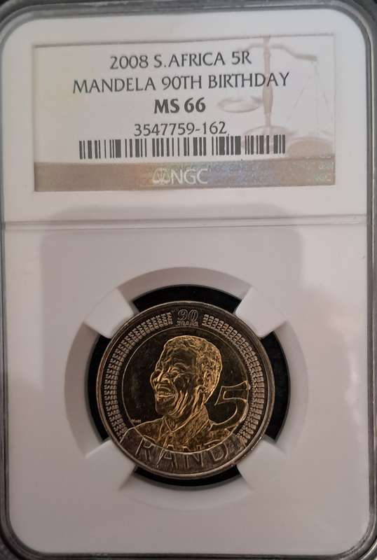 Collectable 2008 Mandela Ms66 5 Rand coin